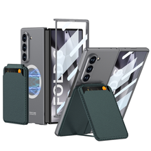Load image into Gallery viewer, Magnetic Leather Card Holder Shockproof Phone Case With Screen Glass Protector For Galaxy Z Fold 6/5/4/3

