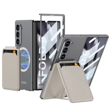 Load image into Gallery viewer, Magnetic Leather Card Holder Shockproof Phone Case With Screen Glass Protector For Galaxy Z Fold 6/5/4/3
