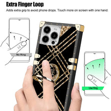 Load image into Gallery viewer, Luxury Brand Black Rose Flower Stripe Glitter Gold Square Case For Samsung
