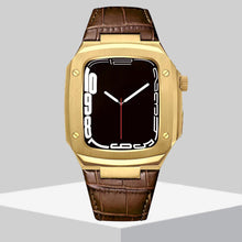 Load image into Gallery viewer, Luxury Metal Case Leather Strap For Apple Watch Series 44/45 mm - Mycasety Mycasety
