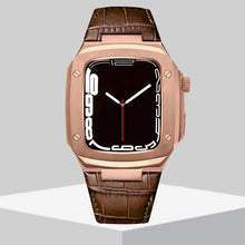 Load image into Gallery viewer, Luxury Metal Case Leather Strap For Apple Watch Series 44/45 mm - Mycasety Mycasety
