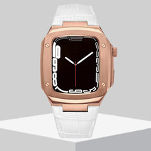 Load image into Gallery viewer, Luxury Metal Case Leather Strap For Apple Watch Series 44/45 mm - Mycasety Mycasety
