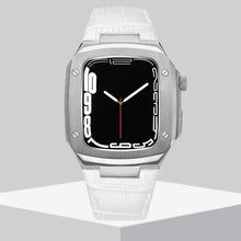 Load image into Gallery viewer, Luxury Metal Case Leather Strap For Apple Watch Series 44/45 mm - Mycasety Mycasety
