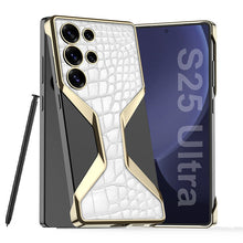 Load image into Gallery viewer, Electroplated Crocodile Pattern Leather Shockproof Phone Case For Galaxy S25 Ultra
