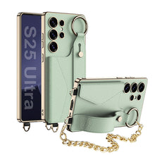 Load image into Gallery viewer, Electroplated Leather Shockproof Phone Cover With Bracelet For Galaxy S25 S24 S23 Ultra
