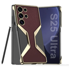 Load image into Gallery viewer, Electroplated Leather Shockproof Phone Case For Galaxy S25 Ultra
