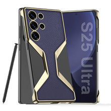 Load image into Gallery viewer, Electroplated Leather Shockproof Phone Case For Galaxy S25 Ultra
