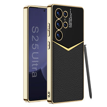 Load image into Gallery viewer, Electroplated Leather Phone Case For Galaxy S25 S24 S23 Ultra Plus
