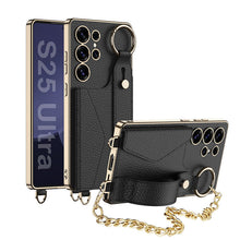 Load image into Gallery viewer, Electroplated Leather Shockproof Phone Cover With Bracelet For Galaxy S25 S24 S23 Ultra

