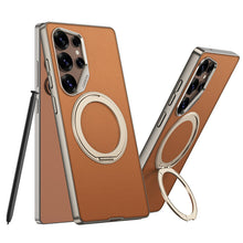 Load image into Gallery viewer, Electroplated Leather Shockproof Phone Case For Galaxy S25 S24 S23 Ultra
