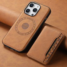 Load image into Gallery viewer, Magnetic Card Holder Leather Shockproof iPhone Case
