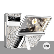 Load image into Gallery viewer, Electroplating Transparent Google Pixel Fold Case All-inclusive Drop-resistantCase with Hinge Protection Aand Kick-stand - Mycasety Mycasety
