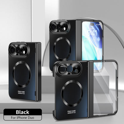 iPhone Duo | Electroplated Hinge Protection Phone Case Built-in Tempered Glass Film & Magnetic Ring