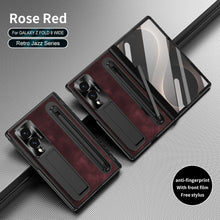 Load image into Gallery viewer, Jazz Retro Style Protective Leather Phone Case For Galaxy Fold8 Wide Ultra With Built-in Tempered Glass Film &amp; Pen-slot &amp; Stylus
