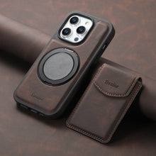 Load image into Gallery viewer, Magnetic Metal Bracket Leather Shockproof iPhone Case With Card Holder
