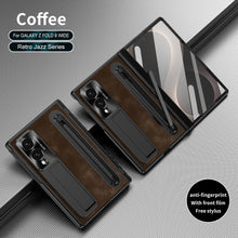Load image into Gallery viewer, Jazz Retro Style Protective Leather Phone Case For Galaxy Fold8 Wide Ultra With Built-in Tempered Glass Film &amp; Pen-slot &amp; Stylus
