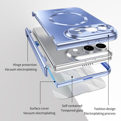 iPhone Duo | Electroplated Hinge Protection Phone Case Built-in Tempered Glass Film & Magnetic Ring