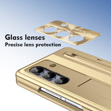 Load image into Gallery viewer, Leather Golden Electroplated Phone Case With Back Screen Glass and Stylus For Galaxy Z Fold8 Wide Ultra
