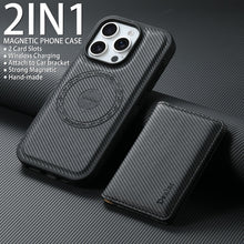 Load image into Gallery viewer, Magnetic Card Holder Carbon Fiber Shockproof iPhone Case
