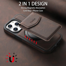 Load image into Gallery viewer, Magnetic Metal Bracket Leather Shockproof iPhone Case With Card Holder
