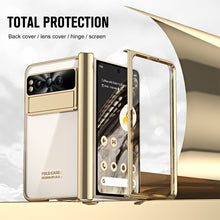 Load image into Gallery viewer, Electroplated Transparent Google Pixel Fold Case with Dual Hinge Protector &amp; Screen Protector &amp; Hidden Kickstand Pen Slot &amp; Free Stylus - Mycasety Mycasety
