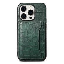 Load image into Gallery viewer, Crocodile Pattern Leather Card Holder Shockproof iPhone Case
