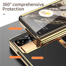 Load image into Gallery viewer, Ultra-Thin Leather Google Pixel Fold shell anti-fall all-inclusive Case double pen slot hinge With Stylus - mycasety2023 Mycasety
