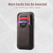 Load image into Gallery viewer, Magnetic Metal Bracket Leather Shockproof iPhone Case With Card Holder
