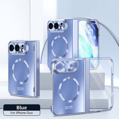 iPhone Duo | Electroplated Hinge Protection Phone Case Built-in Tempered Glass Film & Magnetic Ring