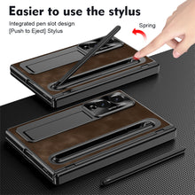 Load image into Gallery viewer, Jazz Retro Style Protective Leather Phone Case For Galaxy Fold8 Wide Ultra With Built-in Tempered Glass Film &amp; Pen-slot &amp; Stylus
