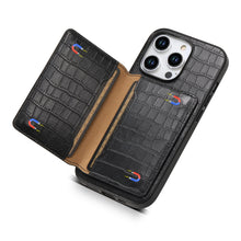 Load image into Gallery viewer, Crocodile Pattern Leather Card Holder Shockproof iPhone Case
