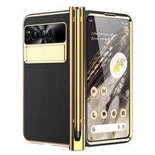 Load image into Gallery viewer, Ultra-Thin Leather Google Pixel Fold shell anti-fall all-inclusive Case double pen slot hinge With Stylus - mycasety2023 Mycasety
