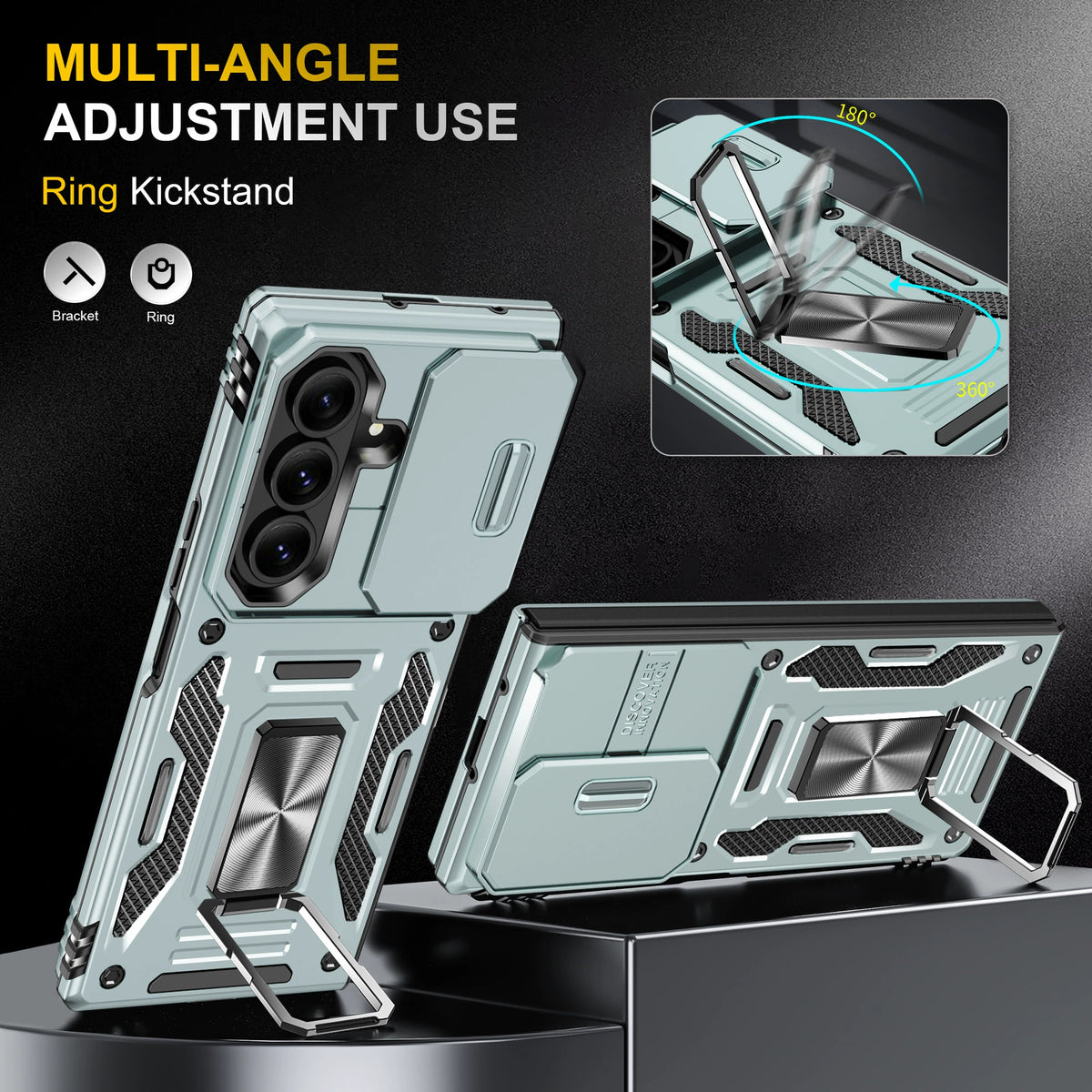 Mecha-Style Phone Case With Sliding Camera Cover For Galaxy Z Fold 7/6/5