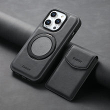 Load image into Gallery viewer, Magnetic Metal Bracket Leather Shockproof iPhone Case With Card Holder
