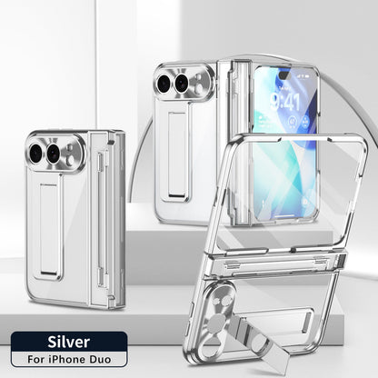 iPhone Duo | Clear Case with Hidden Kickstand, Hinge Protection & Glass Front