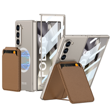 Load image into Gallery viewer, Magnetic Leather Card Holder Shockproof Phone Case With Screen Glass Protector For Galaxy Z Fold 6/5/4/3
