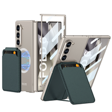 Load image into Gallery viewer, Magnetic Leather Card Holder Shockproof Phone Case With Screen Glass Protector For Galaxy Z Fold 6/5/4
