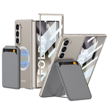 Load image into Gallery viewer, Magnetic Leather Card Holder Shockproof Phone Case With Screen Glass Protector For Galaxy Z Fold 6/5/4/3
