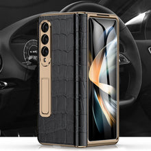 Load image into Gallery viewer, Handmade Leather Crocodile Pattern Phone Case With Back Screen Protector For Samsung Galaxy Z Fold4 5G - Mycasety Mycasety
