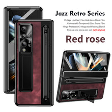 Load image into Gallery viewer, Jazz Retro Style Anyi-fall Protective Leather Phone Case For Samsung Galaxy Fold5 Fold4 With Front Protection Film And Stylus - Mycasety Mycasety

