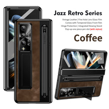 Load image into Gallery viewer, Jazz Retro Style Anyi-fall Protective Leather Phone Case For Samsung Galaxy Fold5 Fold4 With Front Protection Film And Stylus - Mycasety Mycasety
