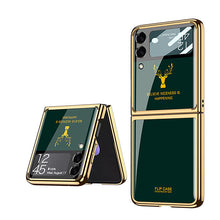 Load image into Gallery viewer, Electroplating Elk Shockproof Phone Case With Glass Screen Film For Galaxy Z Flip 6/5/4/3
