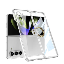 Load image into Gallery viewer, Transparent Electroplating Ring Holder Protective Phone Case With Back Screen Protector For Samsung Galaxy Z Fold 5/4/3 5G - Mycasety Mycasety
