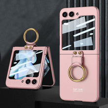 Load image into Gallery viewer, Electroplated Samsung Galaxy Z Flip 5 Case with Front Screen Tempered Glass Protector and Ring - mycasety2023 Mycasety
