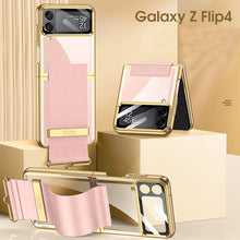 Load image into Gallery viewer, Electroplated Transparent Samsung Galaxy Z Flip4  Hard Cover with Strap
