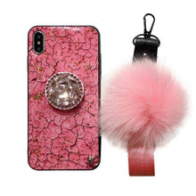 Load image into Gallery viewer, Hair Ball Airbag Bracket Diamond Huawei iPhone Samsung Case

