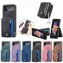 Load image into Gallery viewer, Wallet Case For Samsung Galaxy Z Flip4 Flip3 with Detachable Card Slot Kickstand Zipper - GiftJupiter
