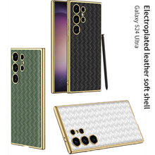 Load image into Gallery viewer, Woven Texture Electroplated Leather Phone Case For Samsung S24 S23 Ultra Plus
