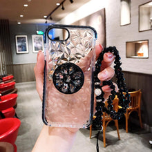 Load image into Gallery viewer, 3D Diamond Transparent Shockproof Blacket Case With Crystal Chain For iPhone
