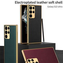 Load image into Gallery viewer, 2022 Luxury Leather Camera All-inclusive Electroplating Process Cover For Sumsang Galaxy S22 S21 Ultra Plus
